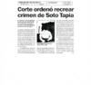 Corte ordenó recrear crimen de Soto Tapia