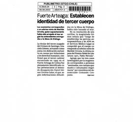 Fuerte Arteaga: Establecen identidad de tercer cuerpo