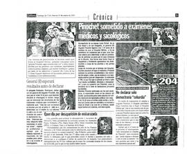 Pinochet sometido a exámenes médicos y sicológicos