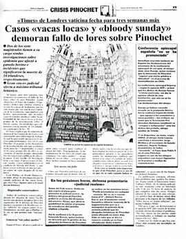 Casos "vacas locas" y "Bloody Sunday" demoran fallo de lores sobre Pinochet