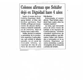 Colonos afirman que Shäfer dejó ex dignidad hace 4 años