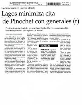 Lagos minimiza cita de Pinochet con generales (r )