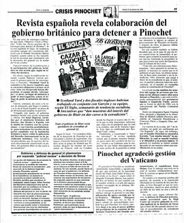 Revista española revela colaboración del gobierno británico para detener a Pinochet
