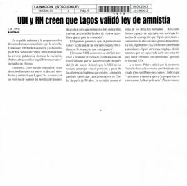 UDI y RN creen que Lagos validó ley de amnistía