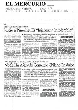 Juicio a Pinochet es "Injerencia intolerable"
