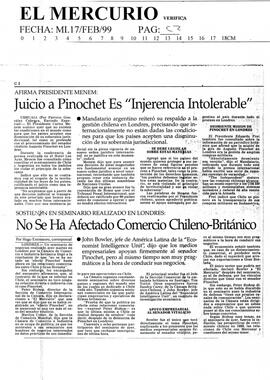 Juicio a Pinochet es "Injerencia intolerable"