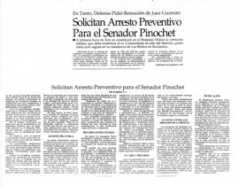 Solicitan arresto preventivo para el senador Pinochet
