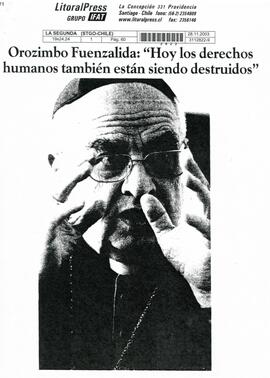 Orozimbo Fuenzalida: "Hoy los derechos humanos también están siendo destruidos"