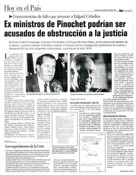 Ex ministros de Pinochet podrían ser acusados de obstrucción a la justicia