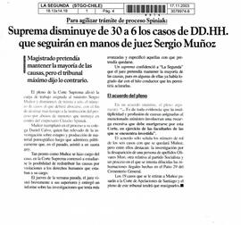 Suprema disminuye de 30 a 6 los casos de DD.HH. que seguirán en manos de juez Sergio Muñoz
