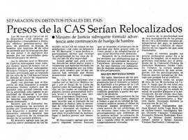 Presos de la CAS serían relocalizados