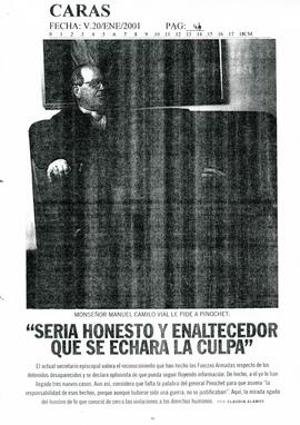 Monseñor Manuel Camilo Vial le pide a Pinochet: "Sería honesto y enaltecedor  que se echara ...