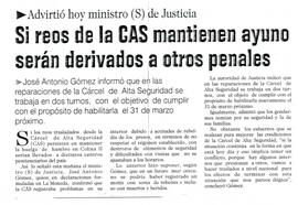 Si reos de la CAS mantienen ayuno serán derivados a otros penales