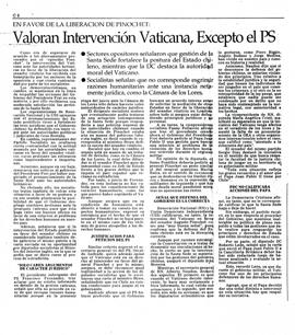 Valoran intervención Vaticana, excepto el PS