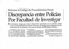 Discrepancia entre Policías Por Facultad de Investigar
