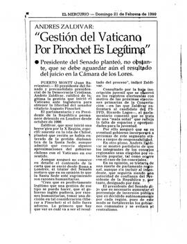 "Gestión del Vaticano por Pinochet es legítima"