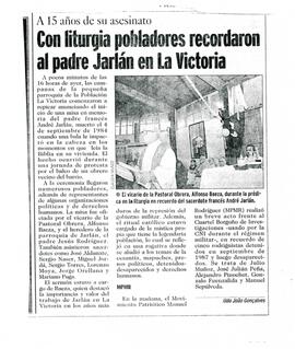 Con liturgias pobladores recordaron al padre Jarlán en La Victoria