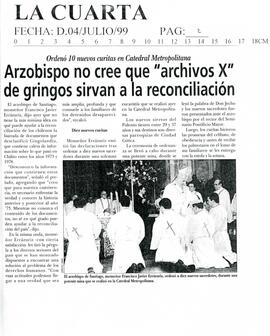 Arzobispo no cree que "archivos X" de gringos sirvan a la reconciliación