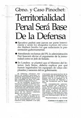 Gbno. y Caso Pinochet: Territorialidad Penal Será Base De la Defensa