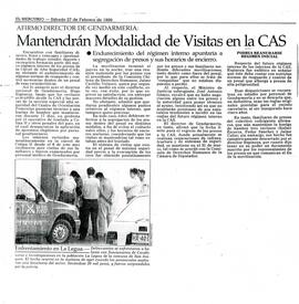 Mantendrán Modalidad de Visitas en la CAS