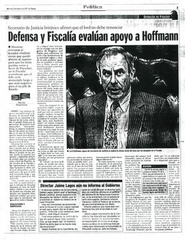 Defensa y Fiscalía evalúan apoyo a Hoffmann