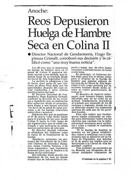 Reos depusieron huelga de hambre seca en Colina II