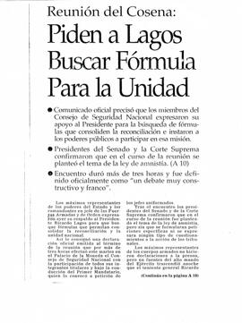 Reunión del Cosena: Piden a Lagos buscar fórmula para la unidad