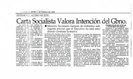 Carta Socialista valora intención del Gobierno