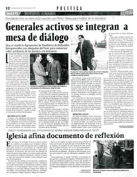 Generales activos se integran a mesa de diálogo