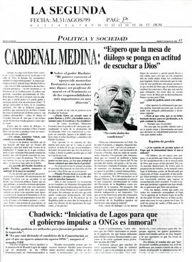 Cardenal Medina: "Espero que la mesa de diálogo se ponga en actitud de escuchar a Dios"