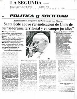 Santa Sede apoyó reivindicación de Chile de su "soberanía territorial y en campo jurídico"