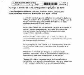 PC culpa al ejército de su no participación de proyectos de DDHH