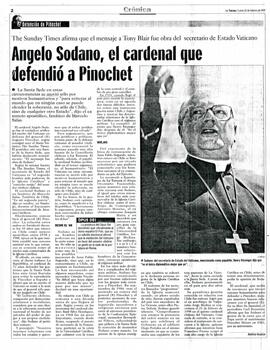Ángelo Sodano, el cardenal que defendió a Pinochet