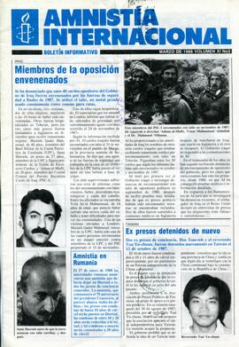 Amnistía Internacional. Boletín Informativo n°3 (volumen XI)