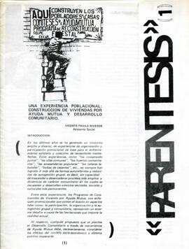 Paréntesis. Una experiencia poblacional: Construcción de viviendas por ayuda mutua y desarrollo c...