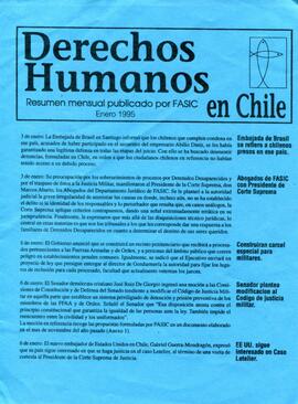 Derechos Humanos en Chile. Resumen mensual publicado por FASIC. Enero 1995.