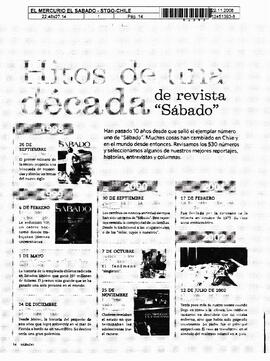 Hitos de una década de revista "Sábado"