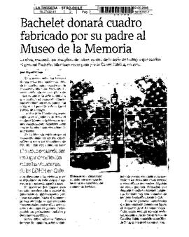 Bachelet donará cuadro fabricado por su padre al Museo de la Memoria.