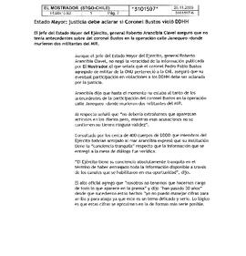 Estado Mayor: justicia debe aclarar si Coronel Bustos violó DDHH