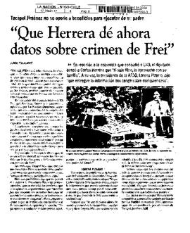 "Que Herrera dé ahora datos sobre crimen de Frei".