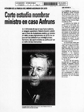 Corte estudia nombrar ministro en caso Anfruns.