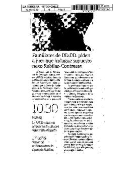 Familiares de DD.DD. piden a juez que indague supuesto nexo Rubilar-Contreras.