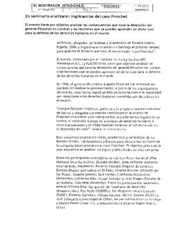 En el seminario analizarán implicancias del caso Pinochet