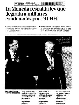 La Moneda respalda ley que degrada a militares condenados por DD.HH