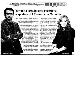 Renuncia de subdirector tensiona reapertura del Museo de la Memoria.