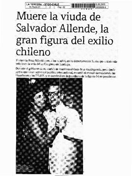 Muere la viuda de Salvador Allende, la gran figura del exilio chileno.