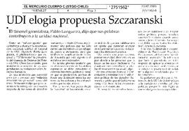 UDI elogia propuesta Szczaranski