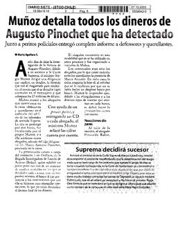 Muñoz detalla todos los dineros de Augusto Pinochet que ha detectado.