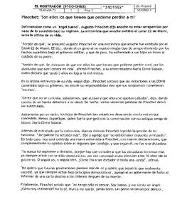 Pinochet: "Son ellos los que tienen que pedirme perdón a mí"