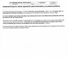 Cardenal Errázuriz valora reparación para torturarlo y ex presos